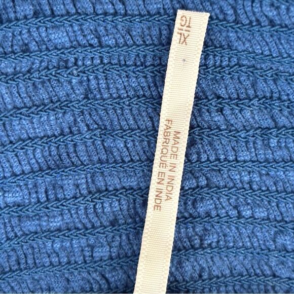 Free People XL Blue Babydoll Cami Top Cotton Linen Blend Embroidered Boho Hippie - Picture 7 of 14